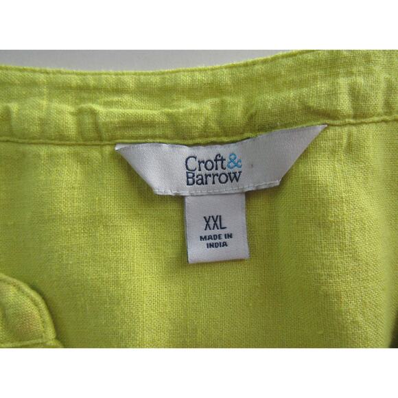Croft & Barrow Linen Blend Pullover Blouse Lime Green Long Sleeve XXL Boho Tunic - Picture 3 of 6